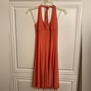 VENUS Size Medium Orange Midi Length Halter Sundress w/Lightly Padded Bra Cups